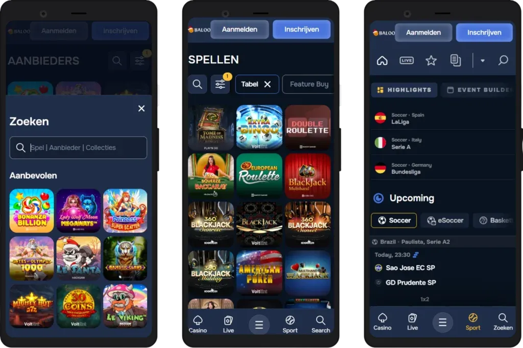 Baloo Bet mobiele app